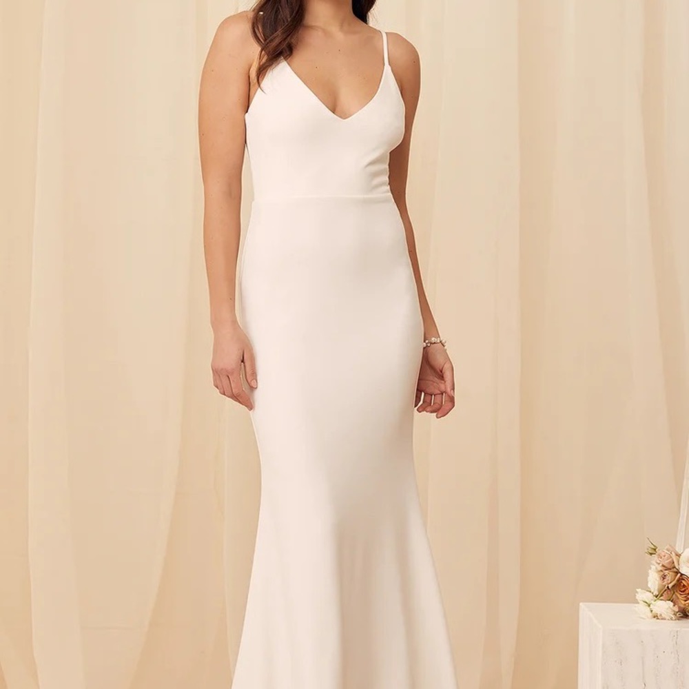 Lulu’s Infinite Glory White Maxi Dress NWT